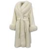OFTBUY Autumn Winter Jacket Natural Real Big Fox Fur Collar Belts Long Thick Warm Wool Blends Coat Women Outerwear Streetwear