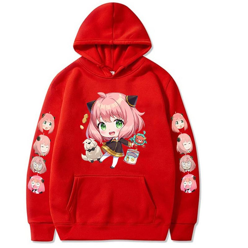 Anime SPY X FAMILY Anya Bond Søt Streetwear-hettegenser med mønster for menn Kvinner Høst varme fleecegensere Morsomme hettegensere i overdimensjonerte størrelser