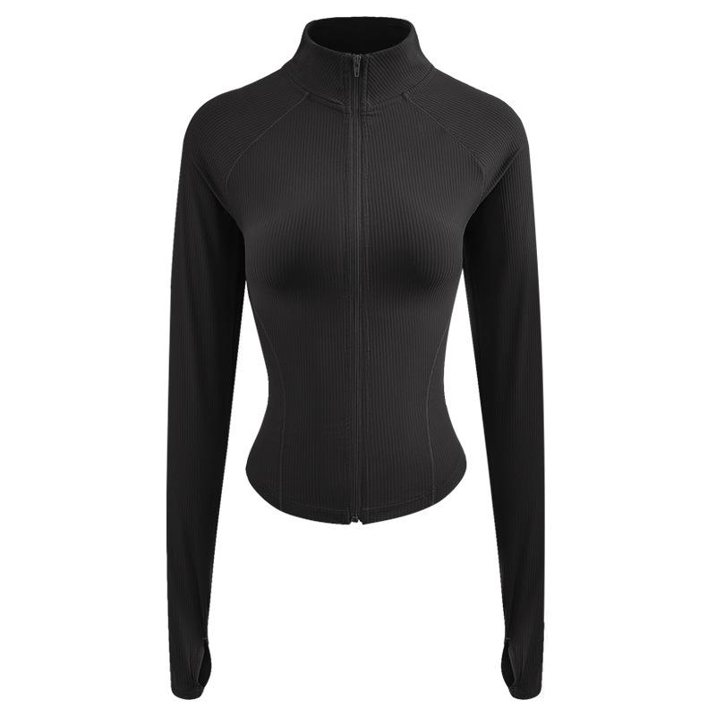 

Женская приталенная куртка для йоги с воротником-стойкой и длинными рукавами - Спортивный кардиган нового стиля для бега и фитнеса на открытом воздухе Extra Large