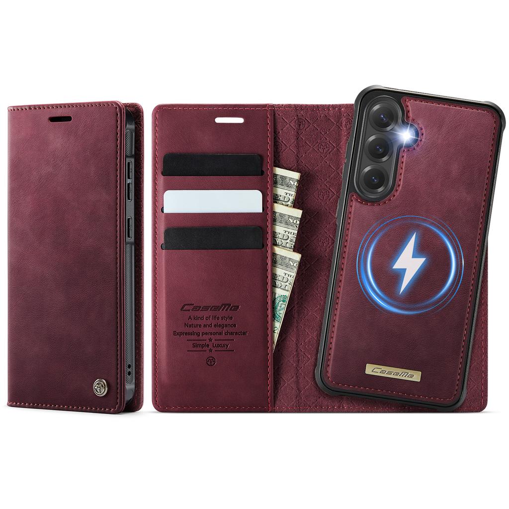 For Samsung Galaxy S25+/Galaxy S24+ Case CASEME C49 Compatible with MagSafe RFID Blocking Detachable Wallet Leather Phone Cover
