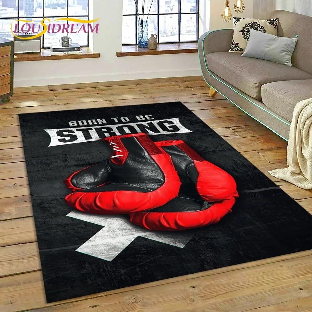 Boxerské rukavice Boxer Fight Kreslený koberec Koberec do obývacího pokoje Ložnice Domácí dekorace, Podložka na podlahu Protiskluzová Dekorace na pohovku Rohožka