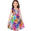 Girls Sleeveless Round Neck Vest Dress Stylish 3D Digital Print Pattern Summer Versatile Mini Children's Dress