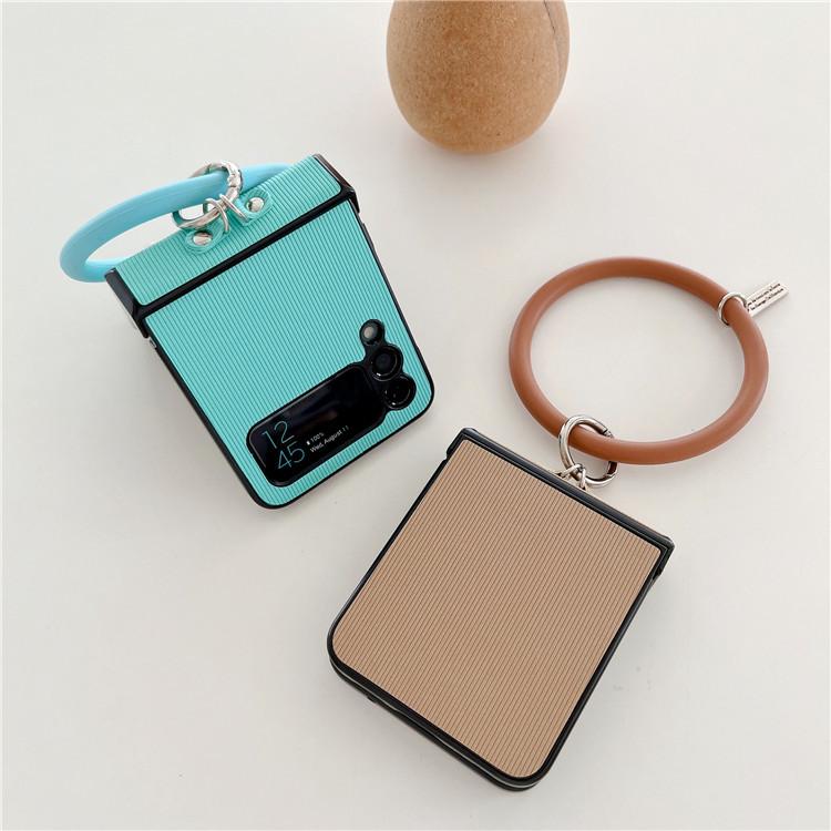 Applicable To Samsung ZFlip5 Mobile Phone Case Wristband Bracelet Striped Zflip4 Folding Anti-drop Protective Case Zflip3