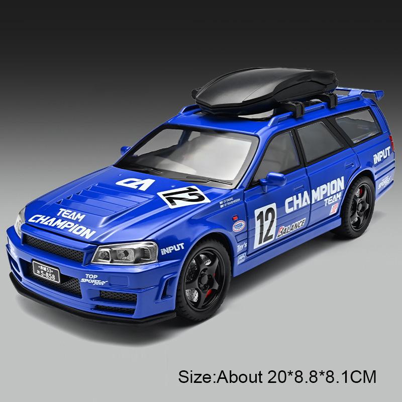 1:22 Scale Gtr-R34 Alloy Model Car Toy Doors Opened Pull Back Models Toys Shock Absorption Sports Cars Ideal Ornaments Gifts