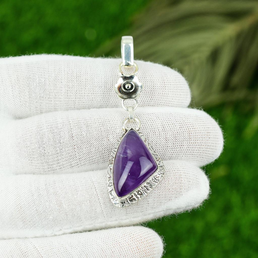 Wedding Gift For Her 925 Sterling Silver Natural Star Amethyst Gemstone Pendant