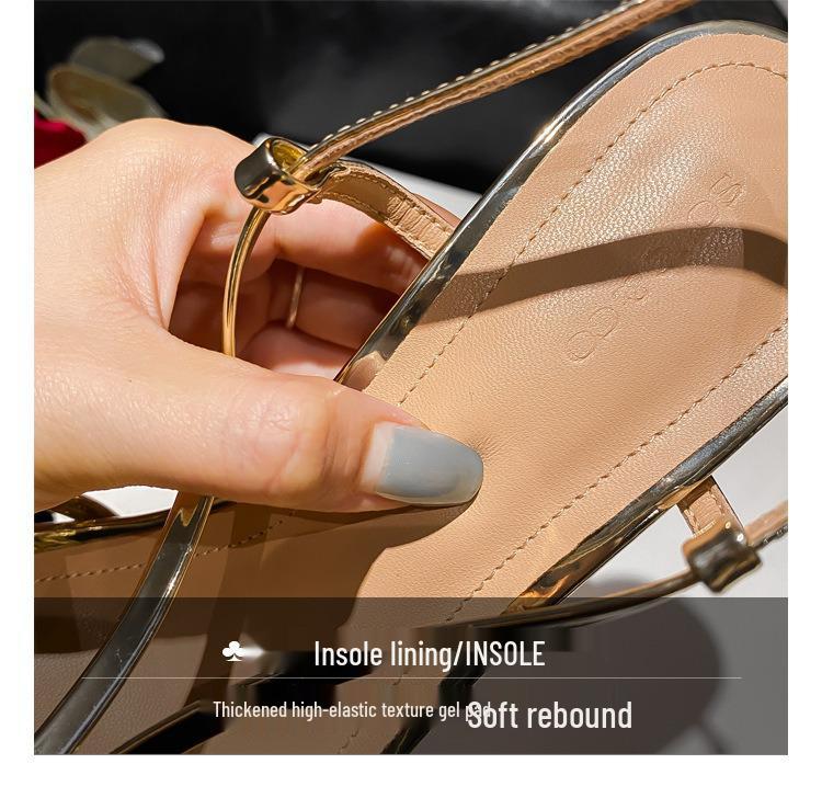 Women's Golden High Heel Roman Sandals 2024 - French Style Lace-up for Skirts