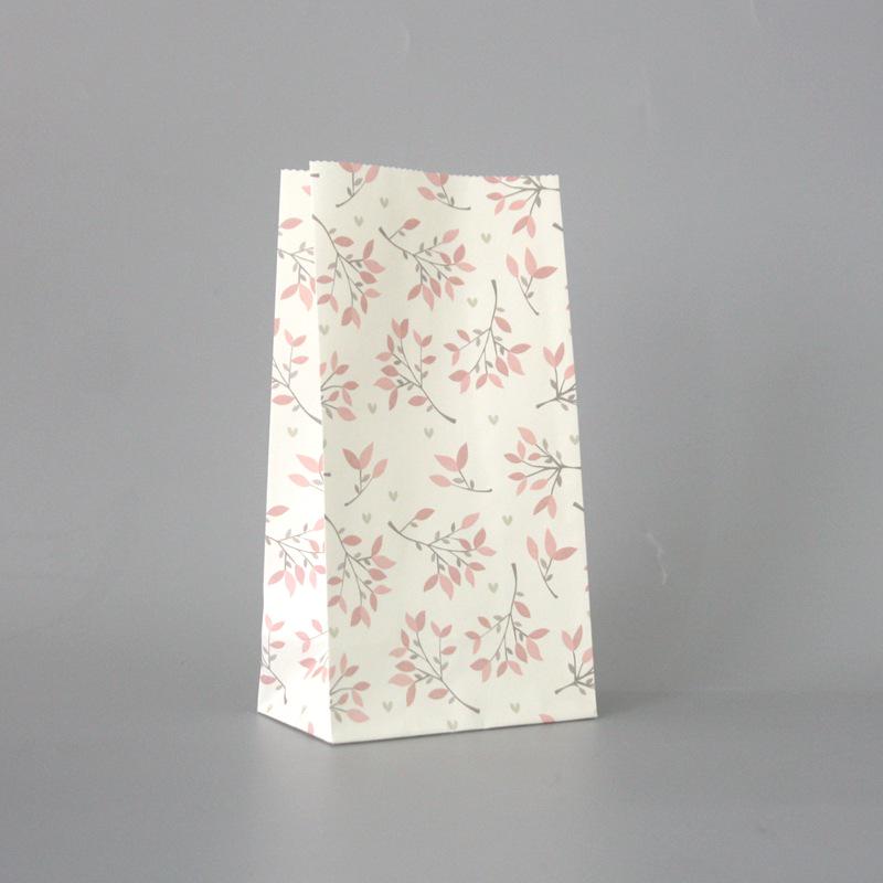 Small Floral Polka Dot Candy & Gift Paper Bag (Handle-Free, Flat Pocket for Cosmetics & Wedding Favors)