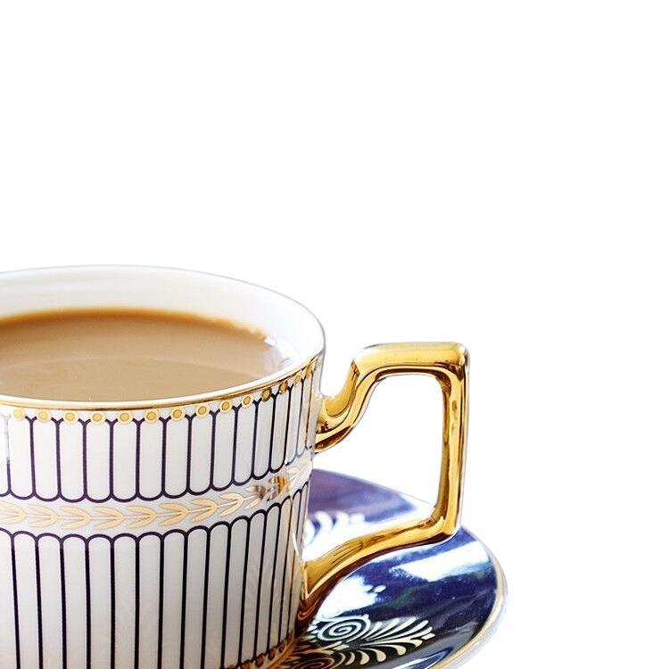 Coffee cup and plate set, English afternoon tea set, bone china cup, plate, spoon set, ceramic light luxury  ceramic mug