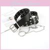 Gear Double Breasted Buckle With Chain Belt Black Adjustable Freely Fits Well