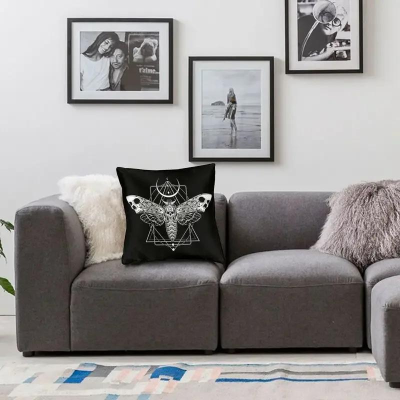 Fashion Surreal Death Moth Square Throw Pillow Cover Decoration 3D Two Side Printing Gothic Skull Cushion Cover for Sofa