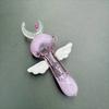 4" Moon and Wings Design Magic Handmade Borosilicate Glass Pipe