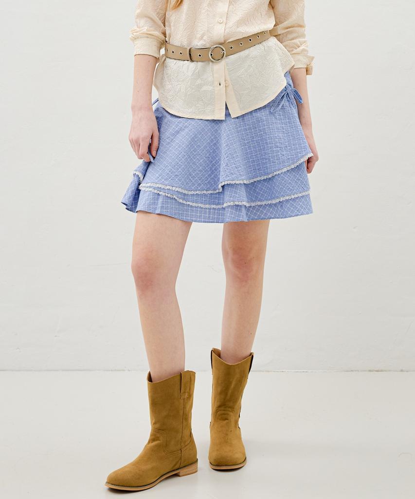 Ollibeudeollibeu Check Frill Tiered Skirt Oe6Ms3070