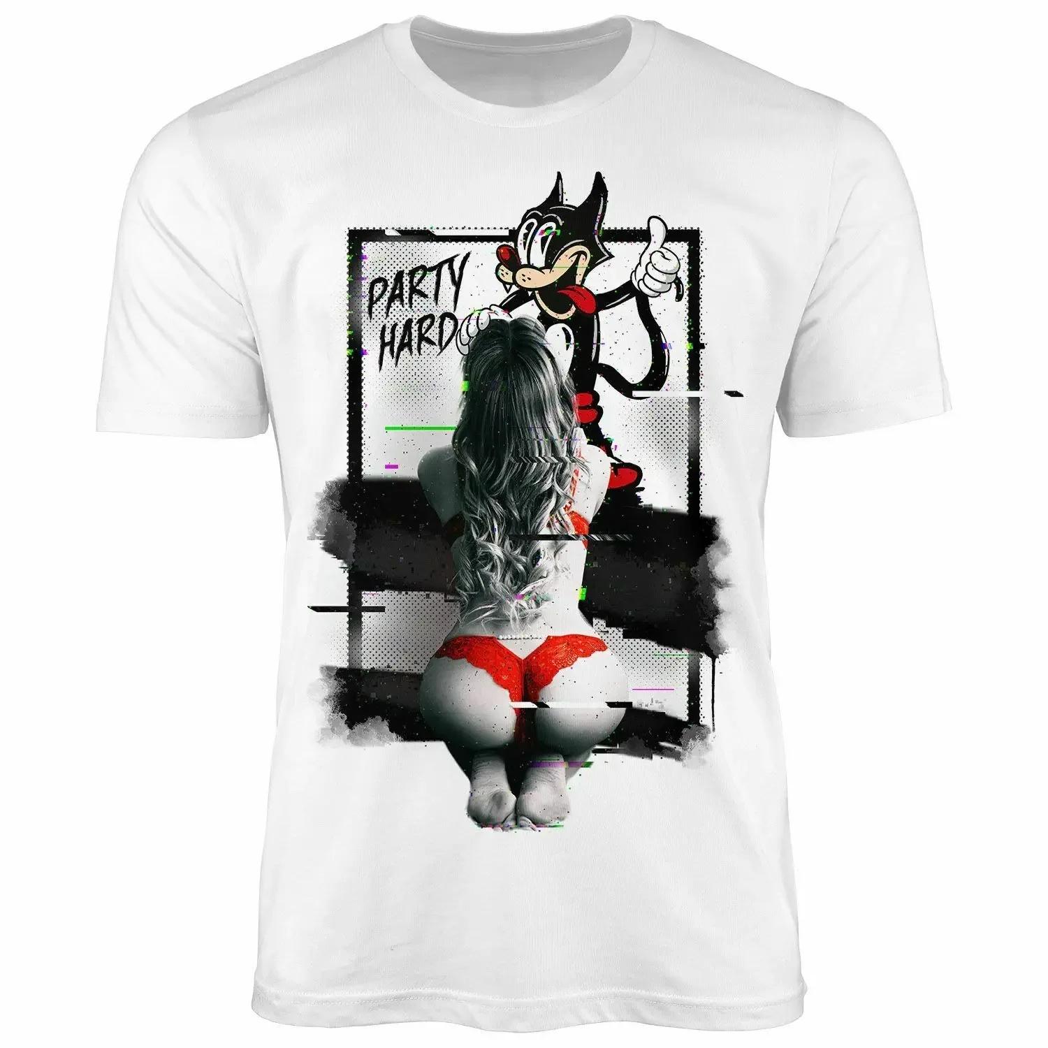 

Comic Cat Sexy Girl Party Funny Humor T-Shirt 100% Cotton O-Neck Short Sleeve Summer Casual Mens T-shirt Streetwear S чёрный