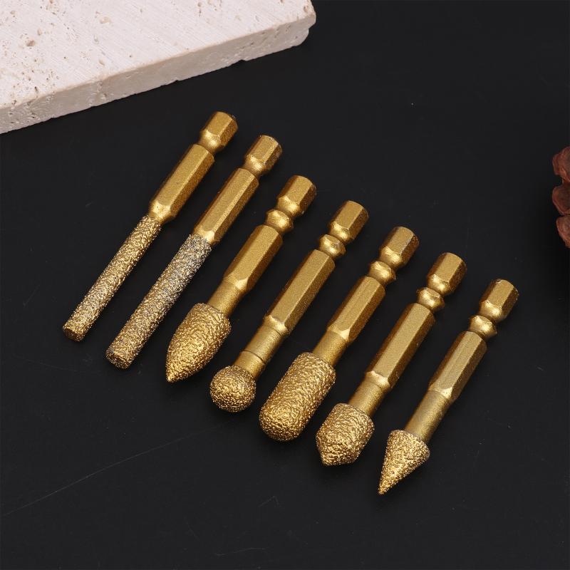 3/7Pcs Diamond Grinding Head Tile Rotary File Polishing Head For Iron, Stainless Steel, Ceramic, Tile, Fits Drill