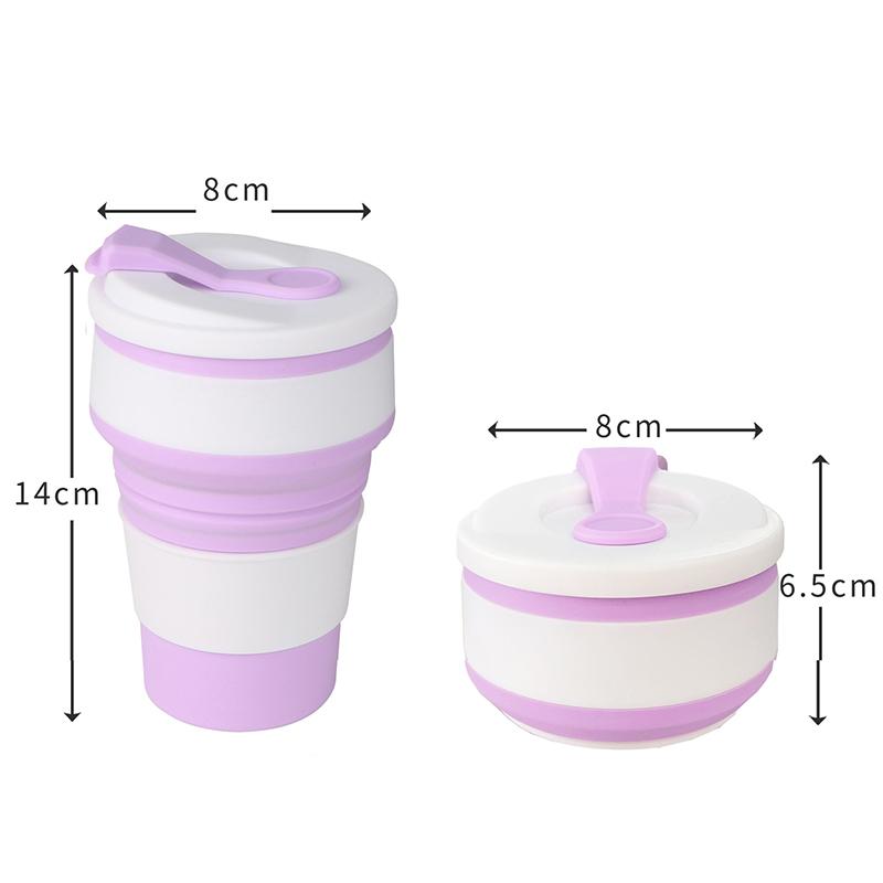 350 ml/500 ml Silikon-Klappbecher, zusammenklappbarer Becher mit Deckel, für Kaffee, Reisen im Freien, tragbare Wassertrinkbecher, Teetassen