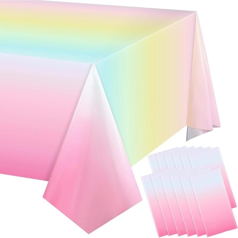 Wasserdichte Plastik-Tischdecke 54x108 Zoll Einweg-Tischdecke Dekoration für Geburtstag Regenbogen-Thema