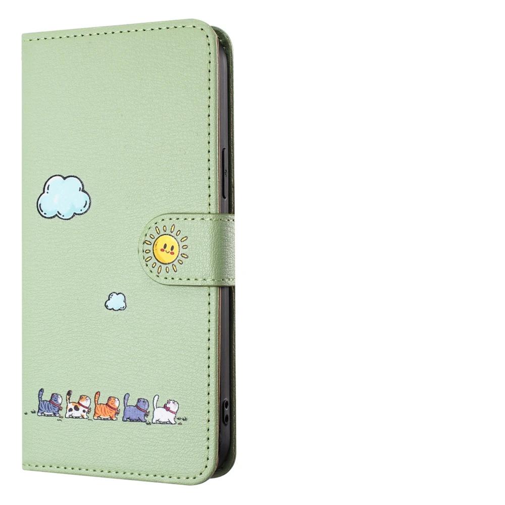 Capa Flip de Couro para Funda Samsung Galaxy A56 A36 A16 A26 A55 A35 A25 A15 A54 A34 5G Capas Carteira Gatinho Fofo 3D Capa de Telefone Mulheres