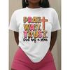 European Size Women'S "Pray. Wait. Trust. God Has a Plan" Inspirational T-Shirt - Casual Crew Neck, Short Sleeve, Soft Knit