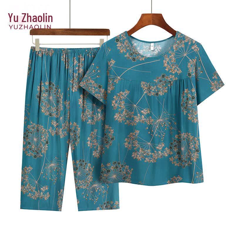 YUZHAOLIN Elderly Women s Summer Loungewear Set 2XL