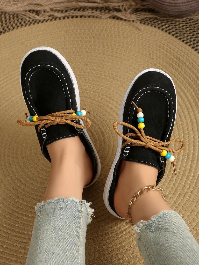 Autumn Baotou Half Slippers Women's 2025 New Plus Size Beaded Flat Casual One-Foot Slipper Slippers