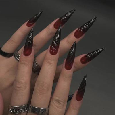 3D Gradient Cat Eye Halloween Nail Art Patches - Wearable European and American Style False Nails