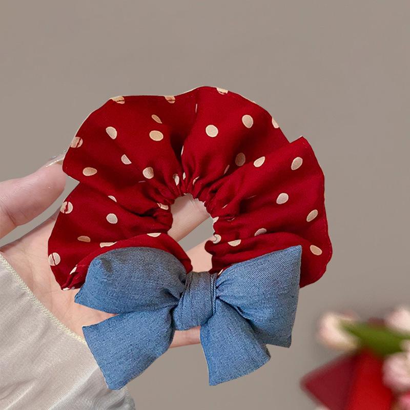 Versatile Plaid Bow Scrunchie Hair Tie - Elegant Women's Ponytail Accessory