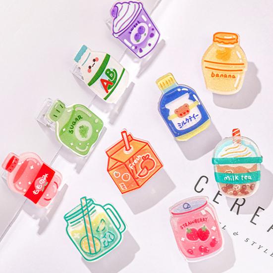 2Pcs Double-Sided Binder Clip Creative Drinks Memo and Snack Bag Clips