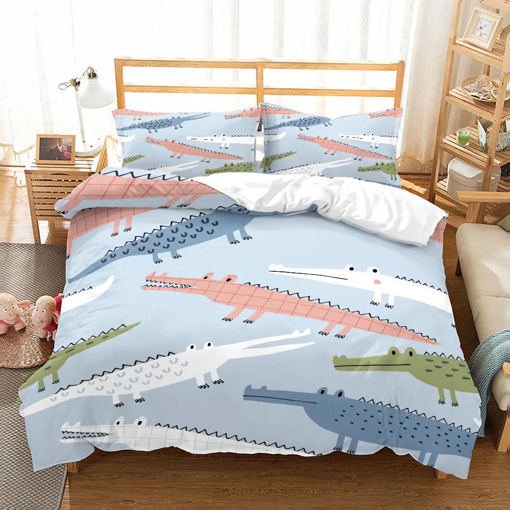 Bedding Alligators Double Bed Duvet Set Bedroom Set Home Textile Bad Cover Set Double Jogo De Cama Duvetcover 2pcs Pillowcase