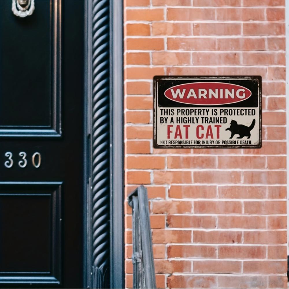 Warning Metal Signs, Vintage Fat Cat Tin Plaque, Retro Wall Art Decor for Home Coffee Kitchen Club