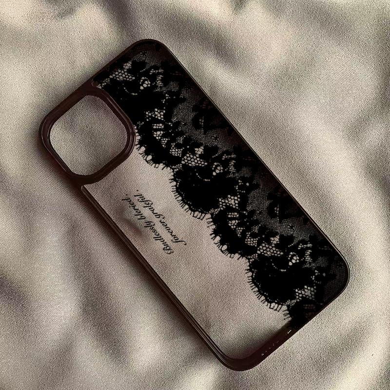 

Creative Black Lace Design Phone Case for iPhone 16 17 Pro Max 15 Pro 14 Plus 13 12 11 7 8 Plus SE 2022 Shockproof Cover iphone 11 ProMax