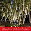 Solar Meteor Shower LED String Lights - Outdoor Waterproof Tree Hanging Decoration, Colorful Fairy Lights