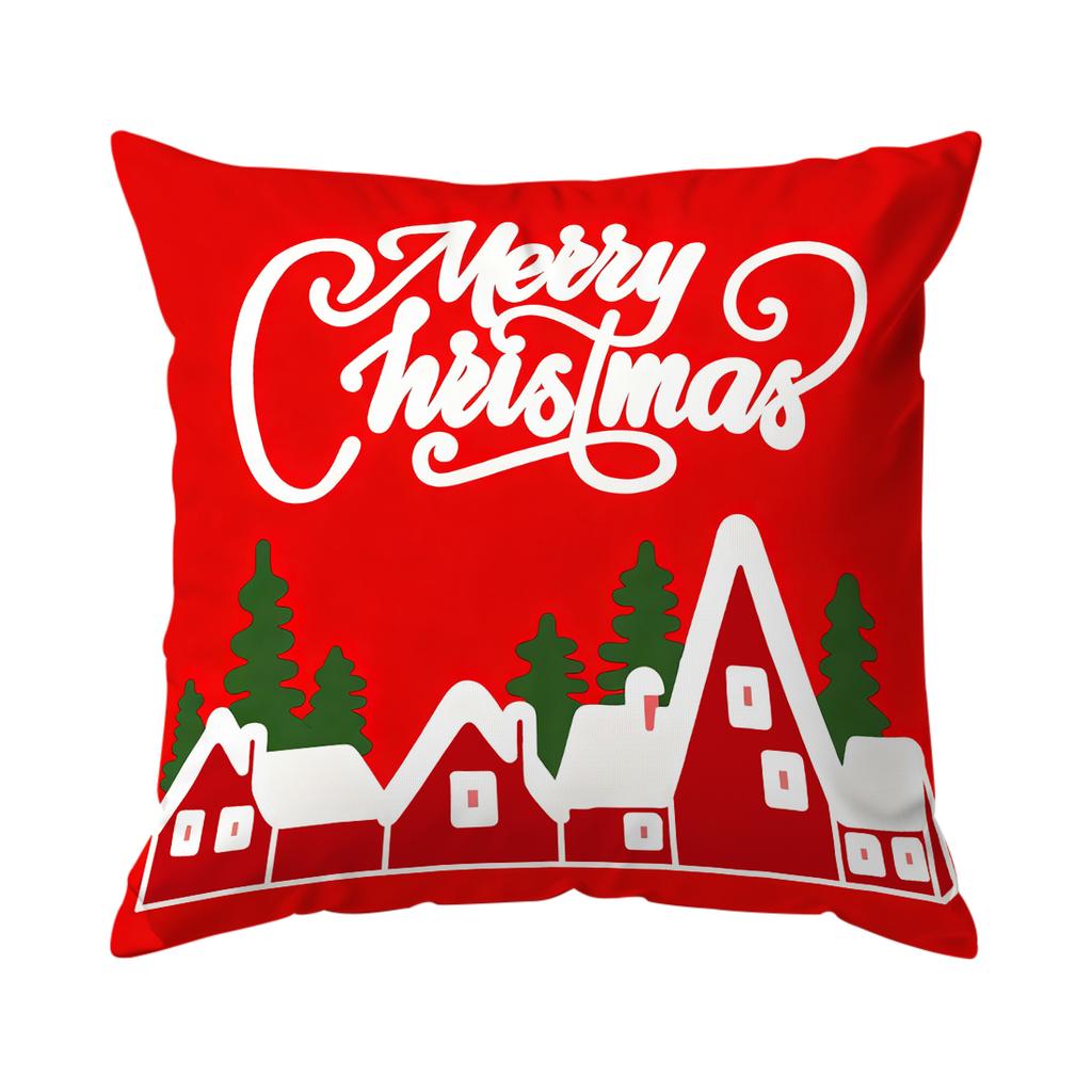 Red Christmas Theme Pillowcase Bedroom Sofa Cushion Cover 100% Polyester Living Room Soft Cushion Pillowcase Home Decor