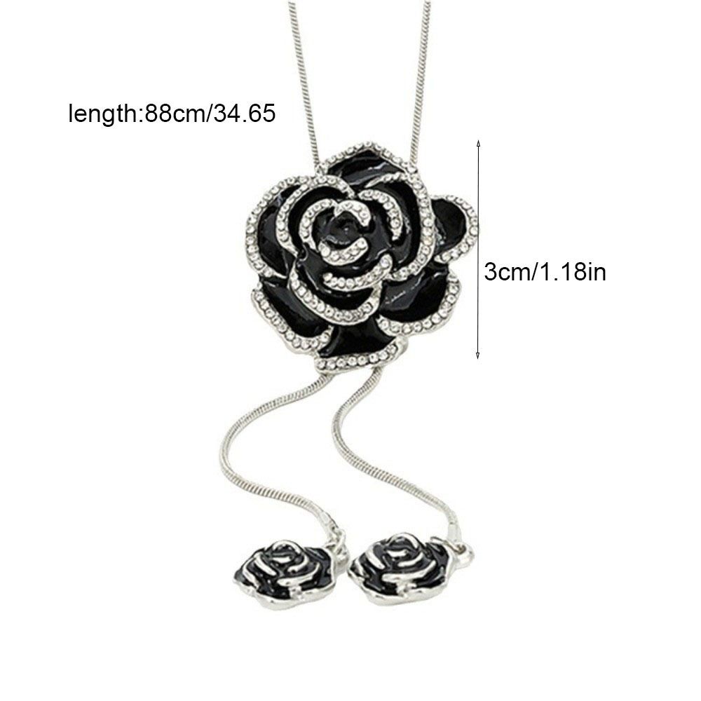 Silver Black Necklace Rose Gold Women Long Necklace Unique Clavicle Chain Festival