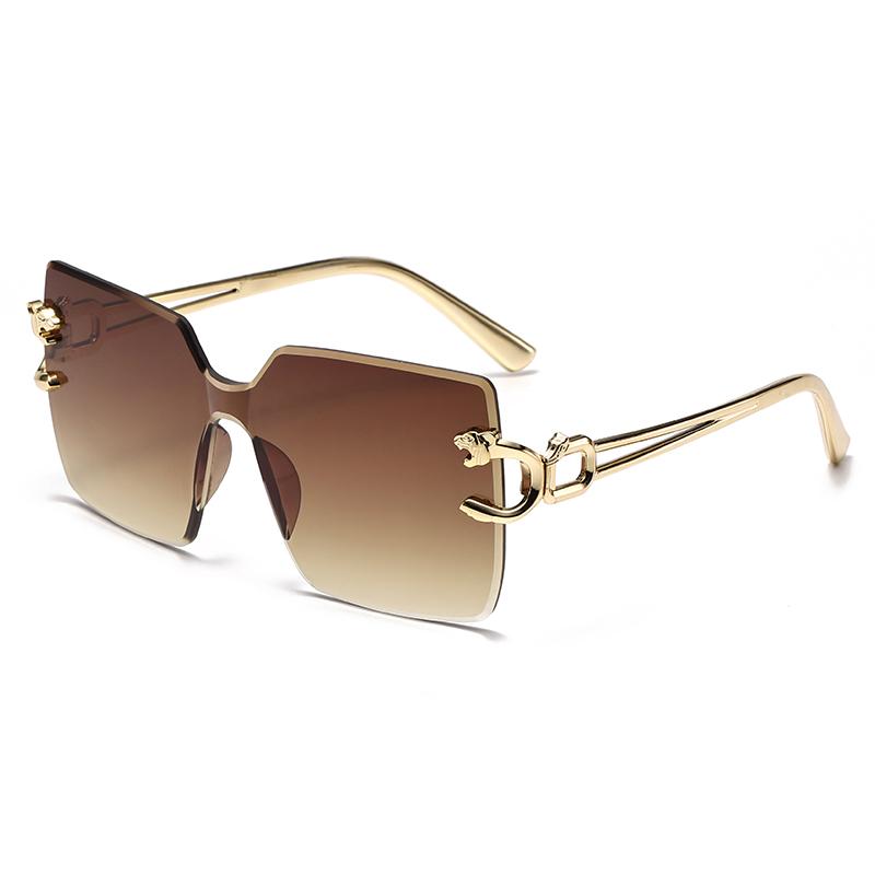 Retro Square Metal Sunglasses Women Men Rimless Trend Luxury Shades Leisure Travel Sun Glasses Lady Man UV400 Protective Glasses