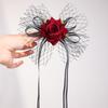 Elegant Halloween Hairpin Fashion Mesh Headpiece Creative Rose Hairpin  Halloween Party