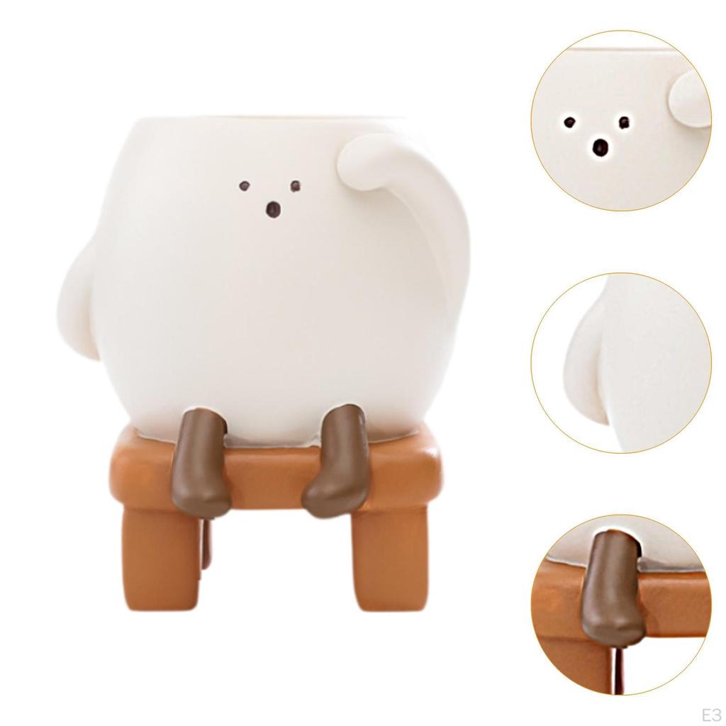 Cartoon Resin Flower Holder Ornament Collectible Pot Decorative Planter for Office Party Entryway