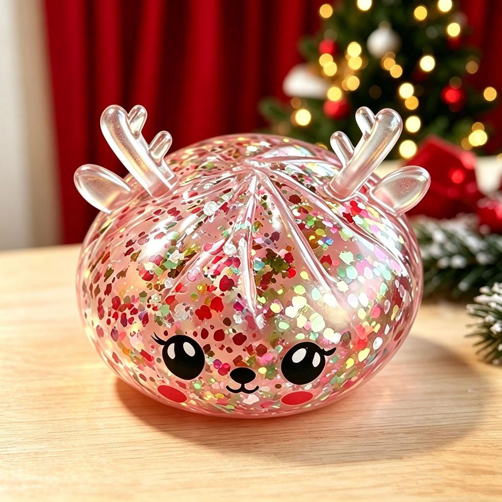 Cute Christmas Reindeer TPR Squishy Toy Soft Slow Rebound Stress Relief Fidget Gift Box Set Kawaii Holiday Present 14 Years