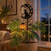Halloween Solar Garden Stake Lights Light, Metal Black Cat & Pumpkin Moon Waterproof Spooky Bat Decorations for Lawn Patio Yard Pathway Outdoor Decor,