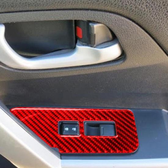 2x Red Carbon Fiber Winodw Control Switch Panel Trim For Honda Civic Coupe 13-15