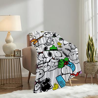 Cute Cartoon Dog Blanket Plush Nap Sofa Rug for Living Room Warm SSnoopy-S Office Bedroom Birthday Home Travel Kid Gifts
