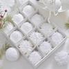 A Box Of 12 White Ins Style Lace Glitter Foam 8cm Christmas Ball Decoration Pendant Christmas Atmosphere Pendant Gift Box