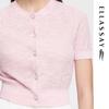 ELLASSAY Women's Elegant Jacquard Pearl Button Knit Top