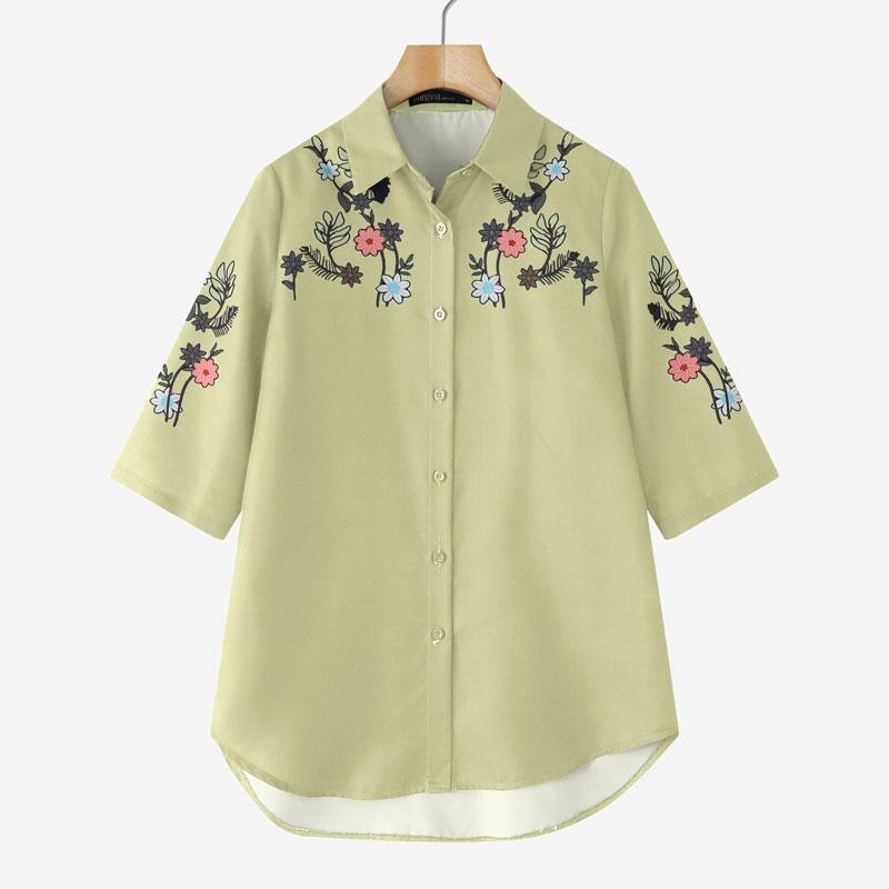 ZANZEA Womens Turn Down Collar Loose Half Sleeve Floral Print Shirts