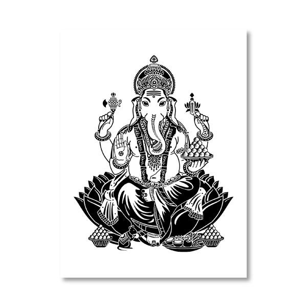 Hinduismus Hindu Gott Ganesha Maske Poster Religion Symbol Kunst Leinwandbild Schwarz Weiß Bilder Heimdeko Wandkunst Drucke Ohne Rahmen