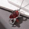 Halloween Gothic Roter Kristall Blume Dornen Anhänger Halskette für Damen Herren Punk Liebesherz Skelett Totenkopf Choker Schmuck