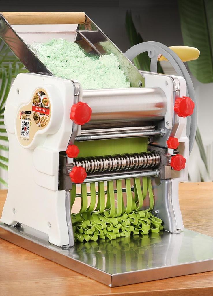 Compact Household Manual Noodle & Pasta Maker with Dumpling Wrapper Roller and Hand Crank, Stainless Steel