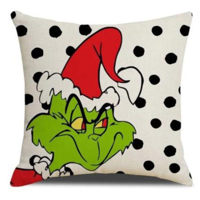 Green-haired Monster Pillow Cover Linen Christmas Pillow Cover Living Room Sofa Lumbar Cushion Cover
