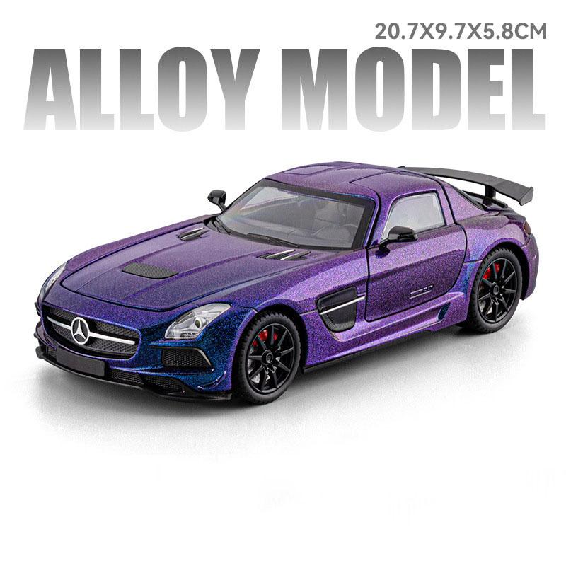 1:24 Scale SLS 300SL Sports Car Toy Model Sound Light Pull Back Doors Opened Miniature Vehicles Models Ornament Gifts for Kids