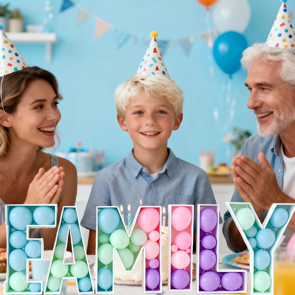 1Pc 64cm Mosaic Balloon Frame Letters Big Marquee Light Up Letters DIY Kit for Birthday Party Wedding Backdrop Decor Letter A-Z Pre-Cut Foam Board