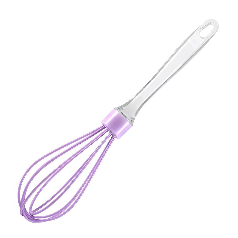 1pc 10-inch Manual Transparent Handle Silicone Egg Beater Cake Cream Mixer Egg Baking Gadget